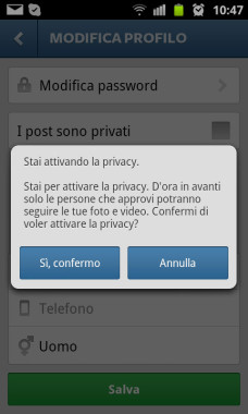 instagram privacy impostazioni