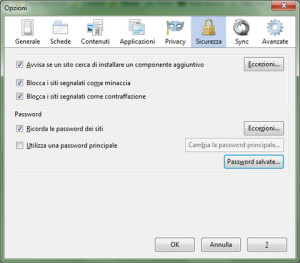Firefox gestire le password salvate
