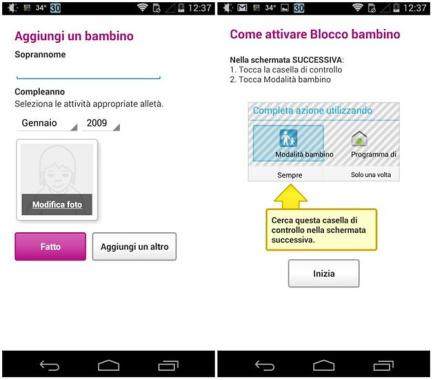 App modalità bambino