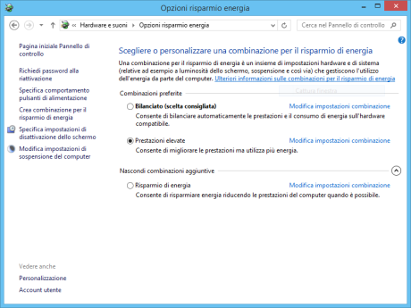 Modificare lo schema del risparmio energetico