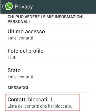 bloccare utente whatsapp android